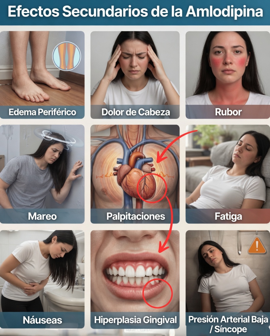 Los 12 efectos secundarios más comunes de la amlodipina que todo paciente necesita conocer