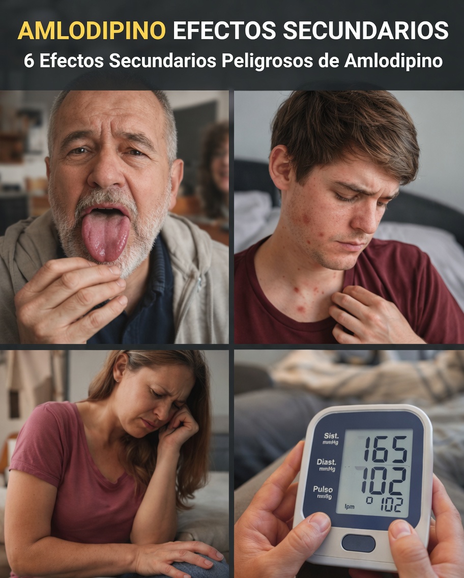 ¿Cuáles son los 6 efectos secundarios comunes de la amlodipina y qué puede hacer al respecto?