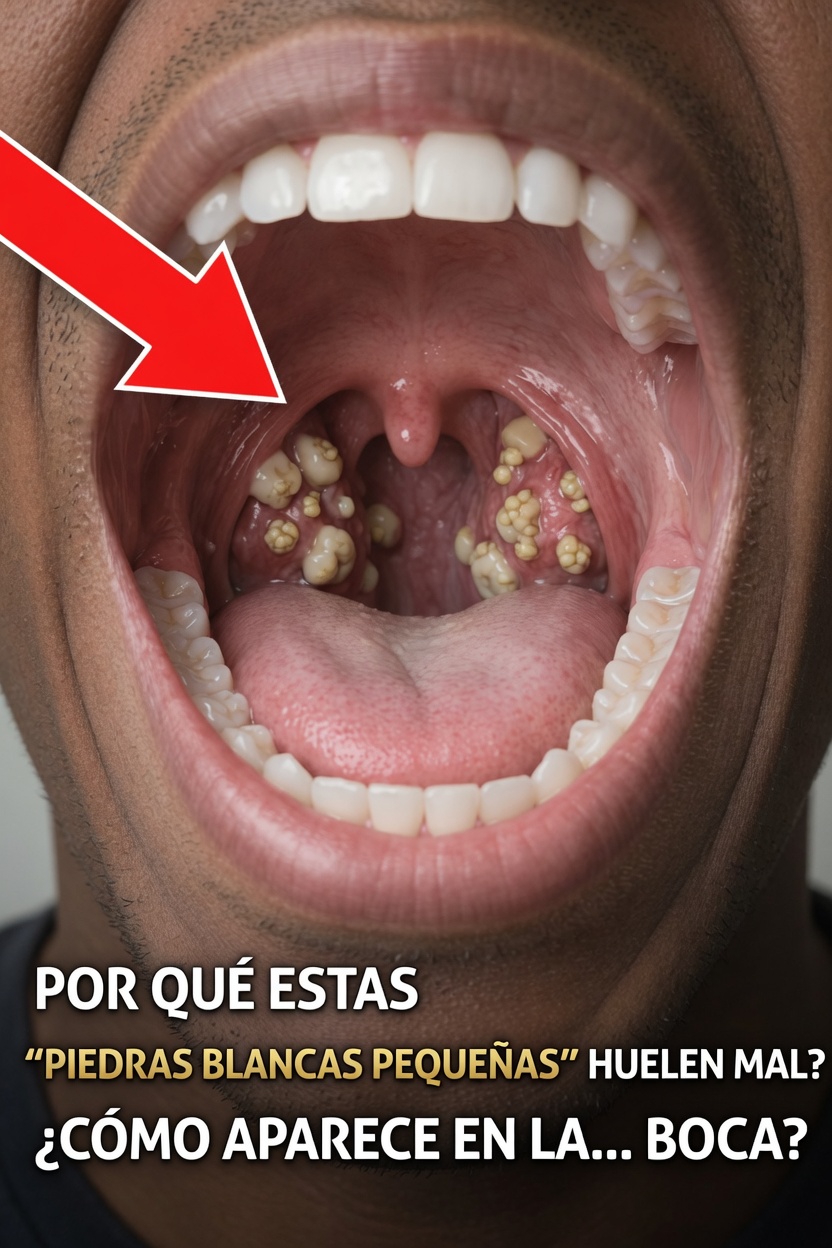 ¿Por qué las pequeñas piedras blancas en la boca huelen tan mal y cómo se forman?