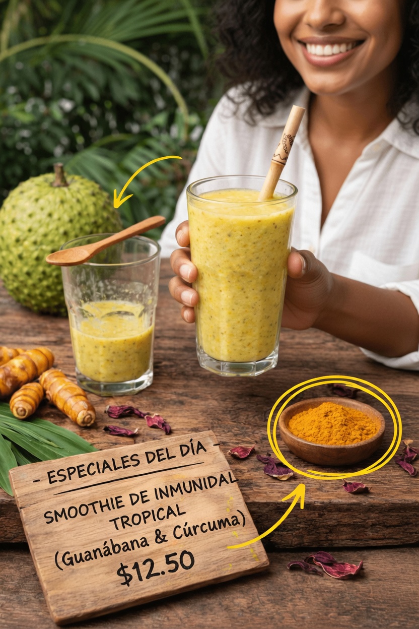 Cómo preparar en casa paso a paso un delicioso batido tropical para la inmunidad con guanábana y cúrcuma