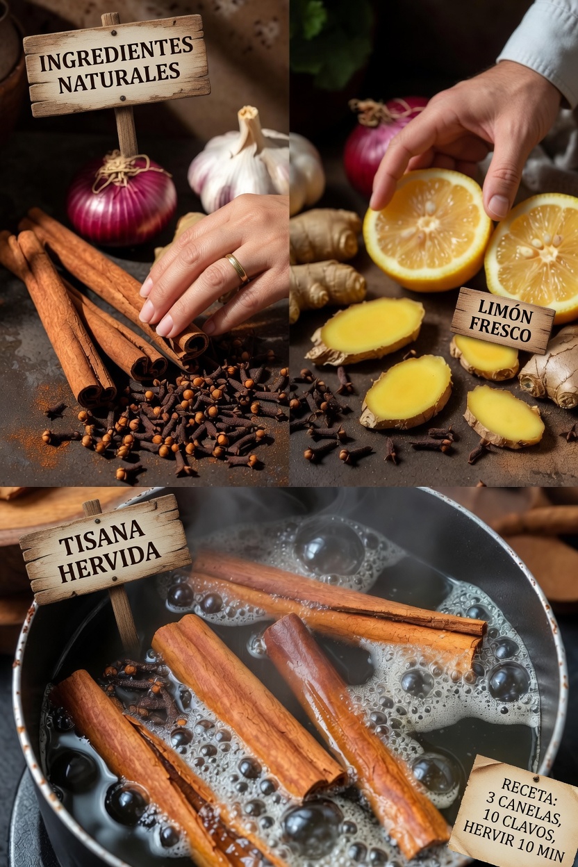Infusión herbal casera sencilla: explorando juntos la canela, los clavos de olor, el ajo, el jengibre, el limón y la cebolla