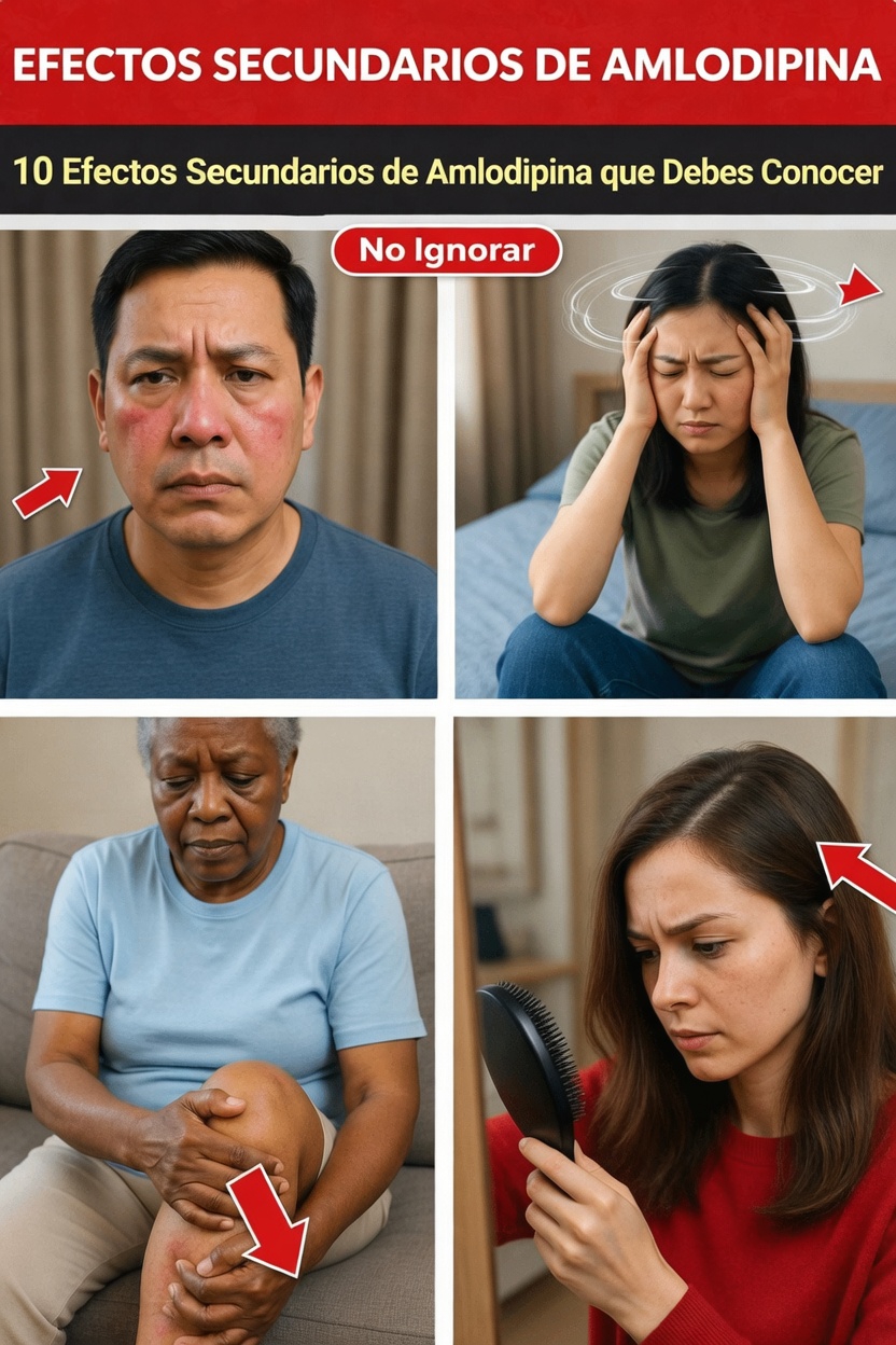 ¿Cuáles son los 10 principales efectos secundarios de la amlodipina y cómo puedes controlarlos a diario?