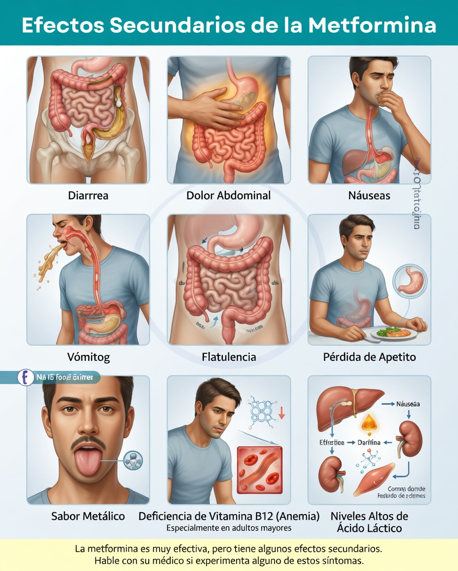 ¿Cuáles son los efectos secundarios comunes y graves de la metformina que debes conocer?