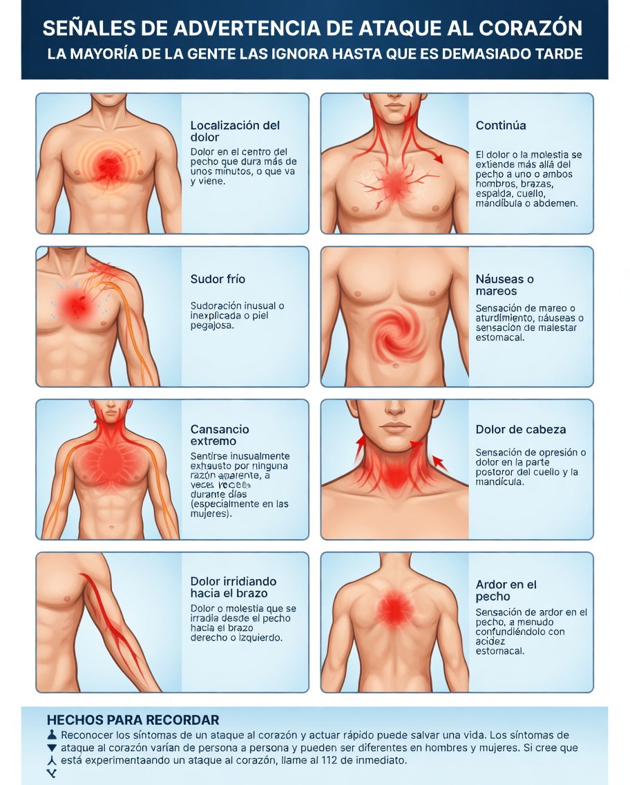 7 señales de advertencia clave que tu cuerpo podría estar enviándote semanas antes de un ataque al corazón