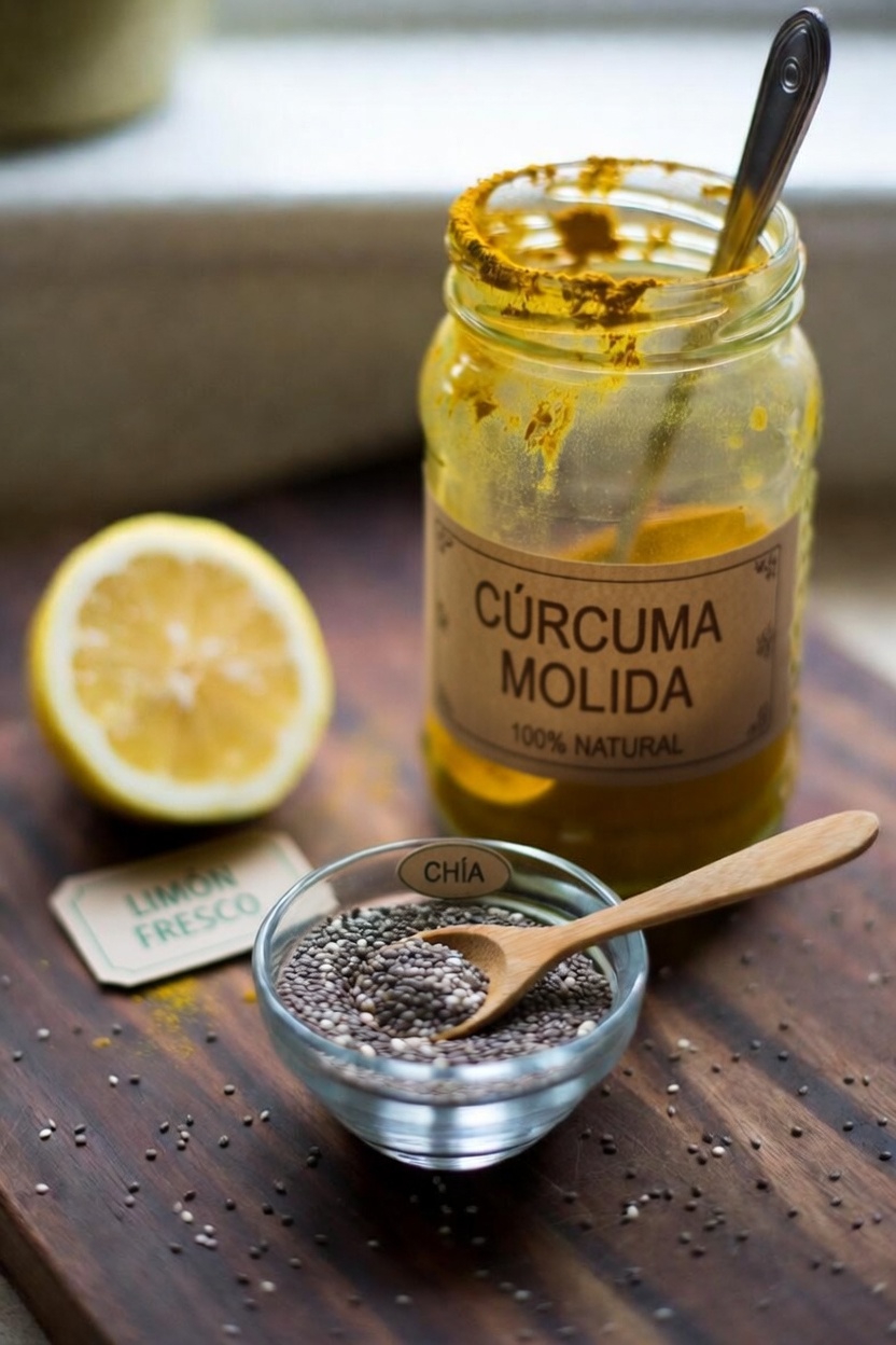 Un sencillo hábito matutino: explorando una bebida refrescante con cúrcuma, limón, miel y semillas de chía