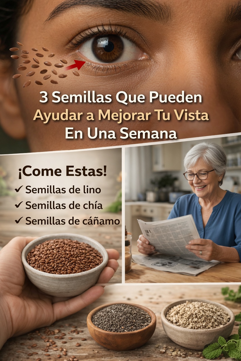 3 semillas ricas en nutrientes — semillas de lino, semillas de chía y semillas de cáñamo — que pueden favorecer naturalmente la salud de tus ojos