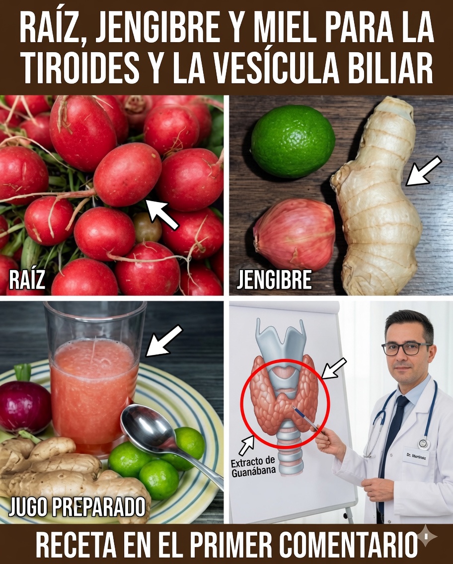 Rábano, jengibre y miel: el remedio natural para apoyar la tiroides y la vesícula biliar