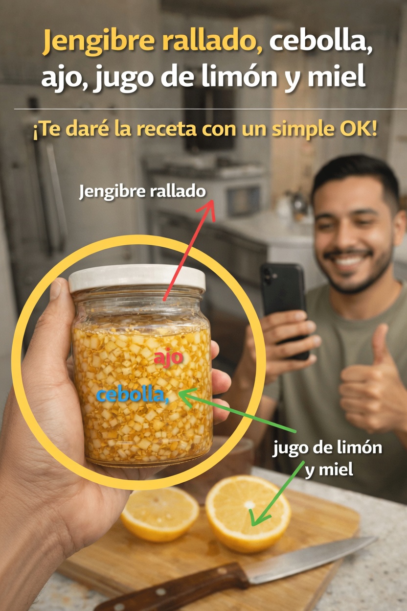 Guía sencilla para preparar en casa una mezcla de jengibre rallado, cebolla, ajo, jugo de limón y miel