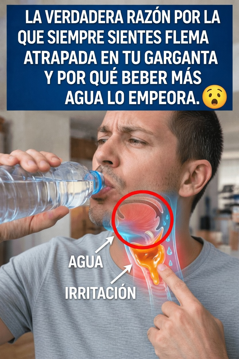 Esa sensación constante de tener flema atascada en la garganta podría no mejorar bebiendo más agua: esto es lo que podría estar pasando