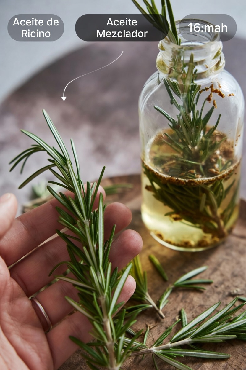Descubre cómo preparar una mezcla de aceite de ricino y romero para tu rutina semanal de bienestar en casa