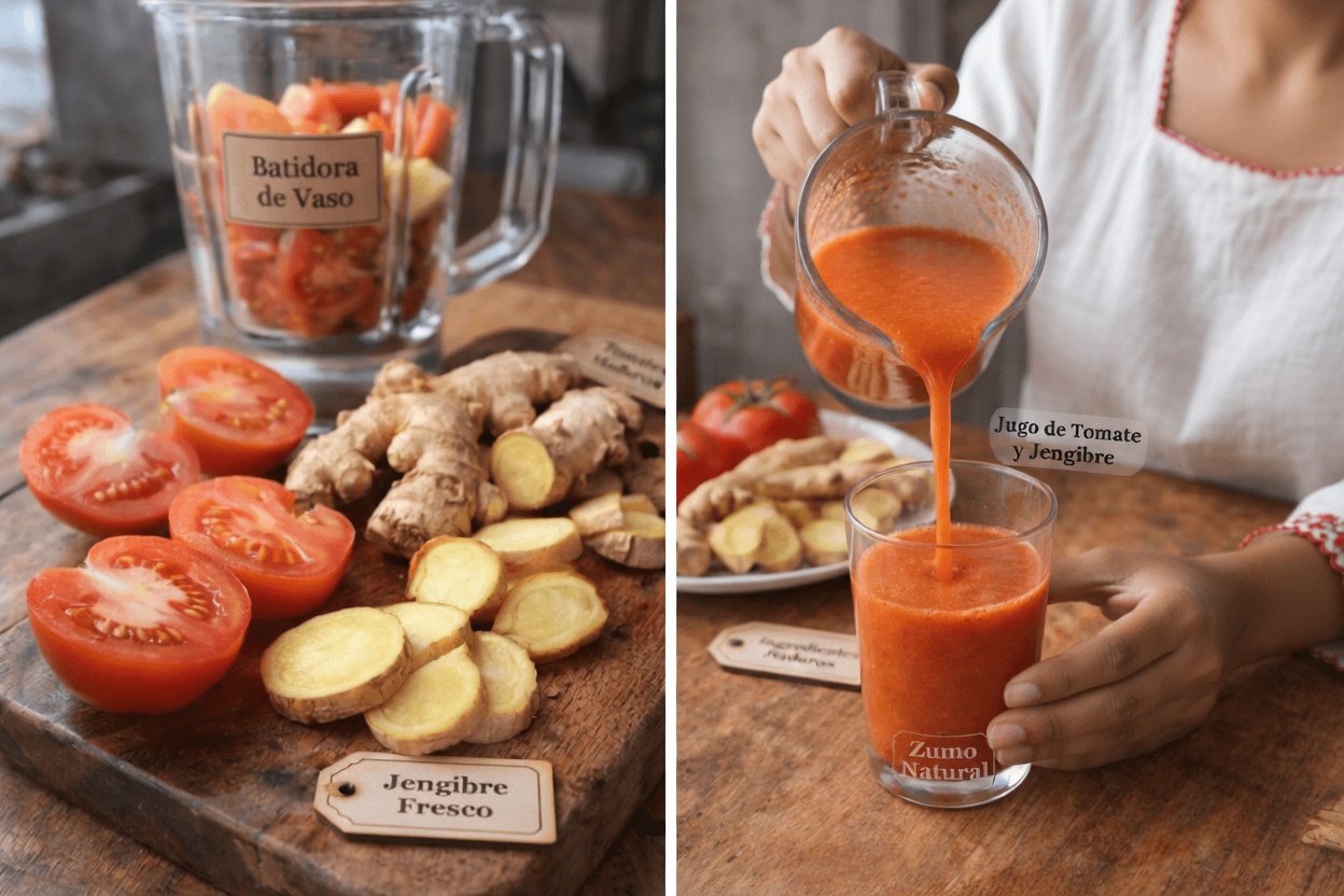 Una sencilla rutina de bebida de jengibre y tomate que favorece de forma natural la energía y la concentración diarias