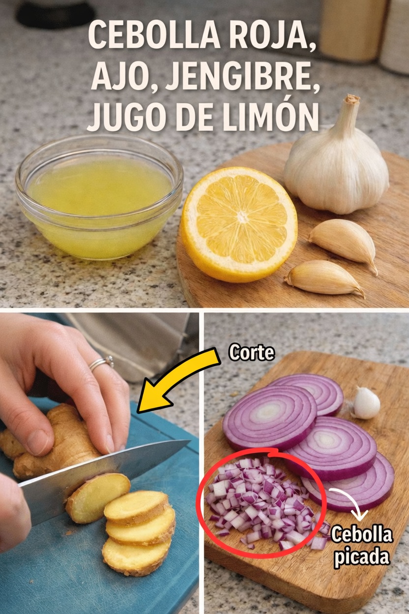 Descubre el poder cotidiano de la cebolla morada, el ajo, el jengibre y el jugo de limón en tu rutina de cocina