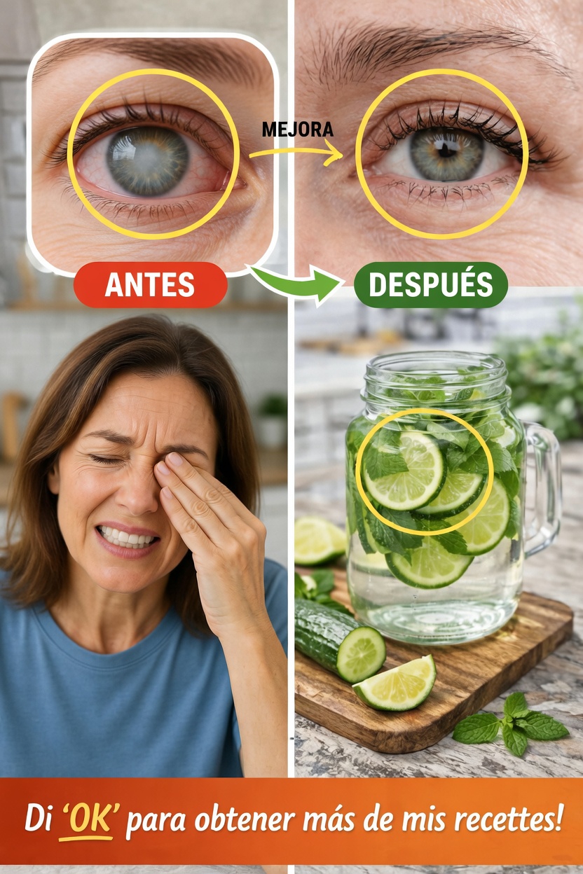 Hábito diario sencillo: agua refrescante de pepino, lima y menta para el confort ocular y la hidratación