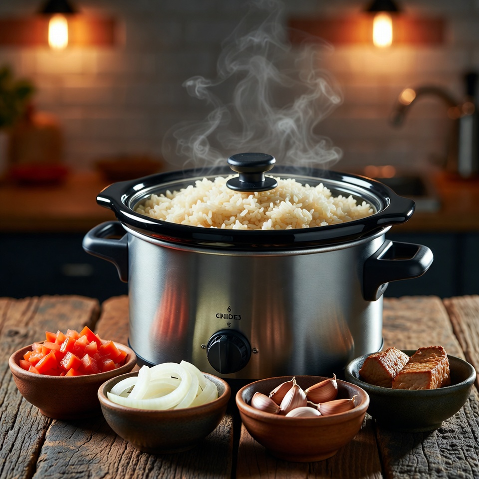 Pon arroz crudo en una olla de cocción lenta con estos 4 ingredientes: es como el cielo en un tazón.