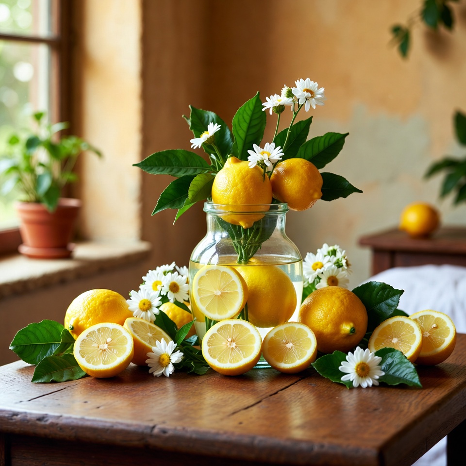 Ambientador natural de limón para la mesita de noche para mejorar el sueño y la calidad del aire