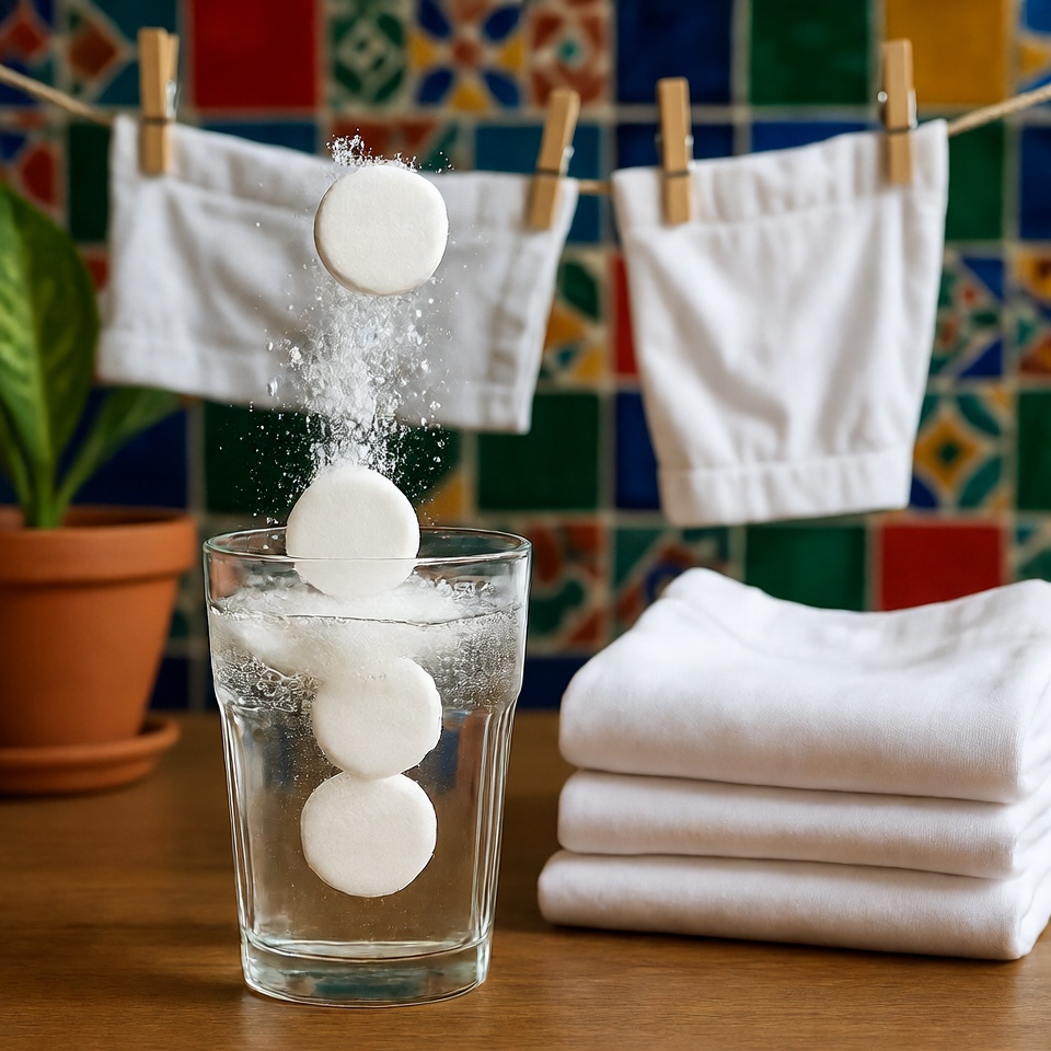 Cómo usar pastillas efervescentes para lograr ropa blanca y radiante