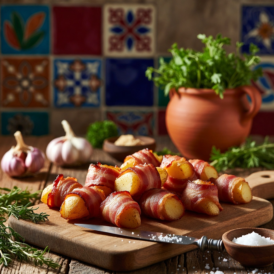 Receta de bocaditos de papa envueltos en tocino