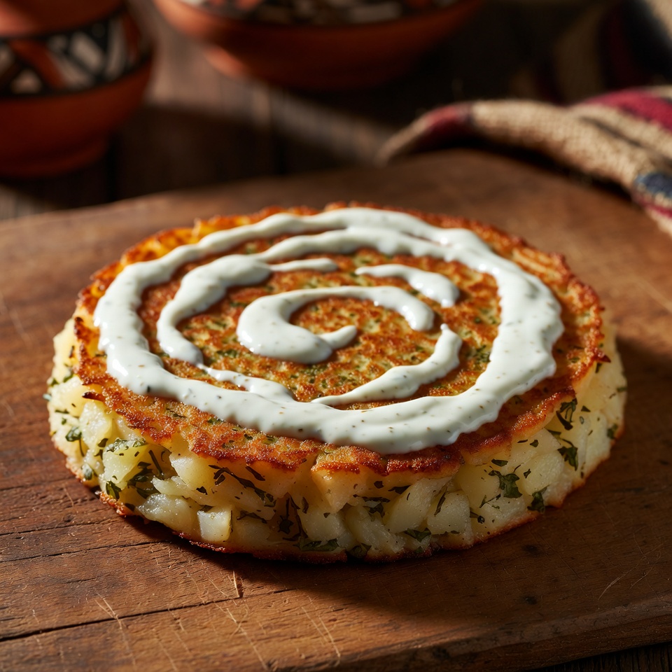 Tortitas saladas de patata con salsa cremosa de yogur