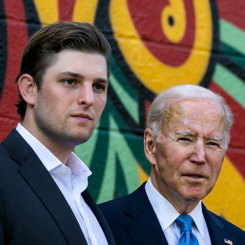 Barron Trump muestra sus verdaderos colores al encontrarse cara a cara con Joe Biden