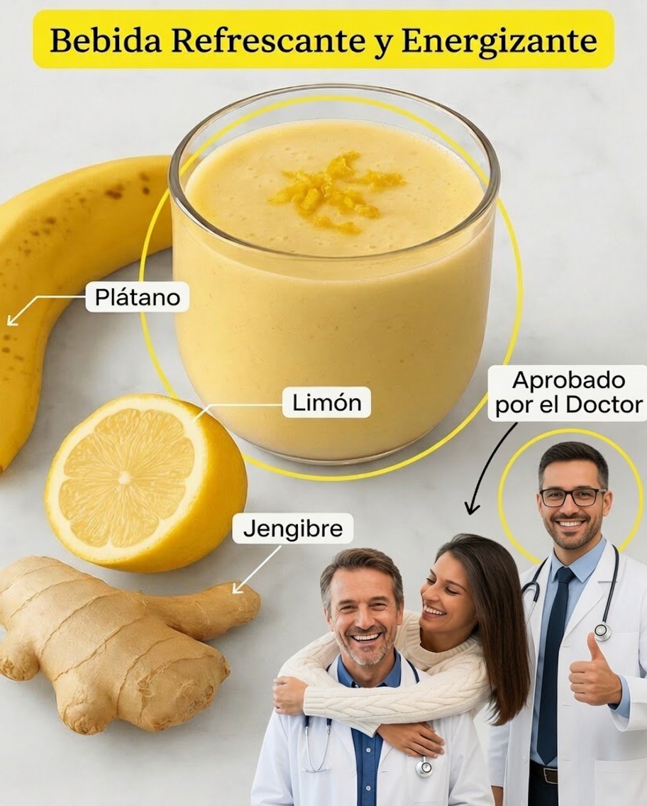 Comienza el día con energía: batido natural de plátano, limón y jengibre
