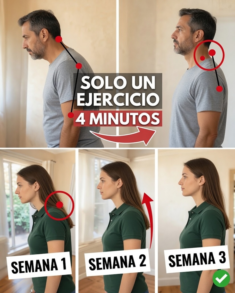 Hábito diario simple para mejorar la postura de la cabeza adelantada después de los 60 en solo 4 minutos en casa